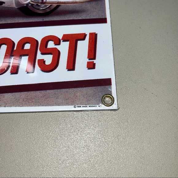 Retro 1998 Ande Rooney Travel The USA Coast To Coast Mobil Metal Sign New sealed - Picture 4 of 4